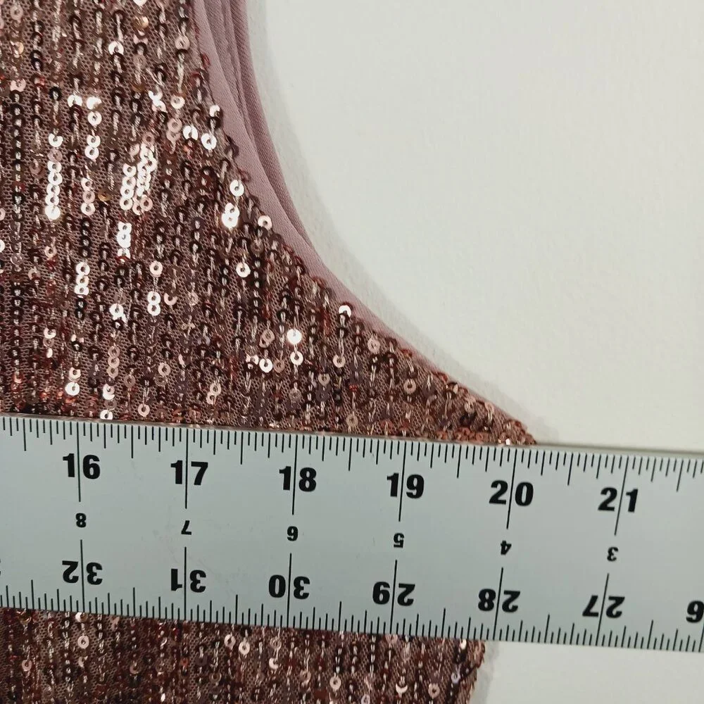 DKNY, Sleeveless Sequin Top, Dusty Pink, Size Large, Glam, Sparkly, Party - Picture 12 of 16